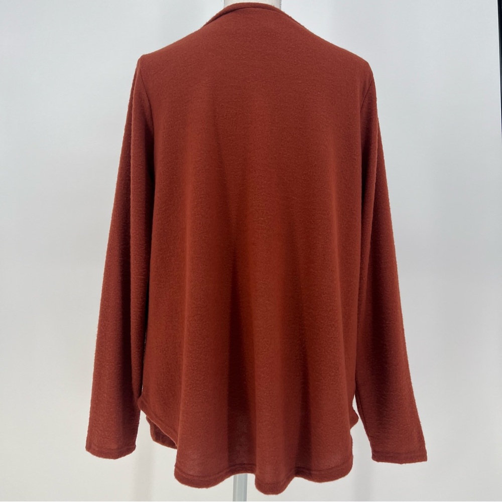 Sew In Love Womens Small V Neck Long Sleeve Tunic Toasted Pumpkin Fuzzy Texture - Picture 3 of 13